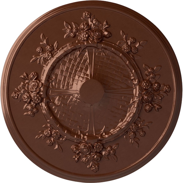 Ekena Millwork Flower Ceiling Medallion (Fits Canopies up to 3 7/8"), Hand-Painted Copper Penny, 27"OD x 1 1/8"P CM27FLCPS - main